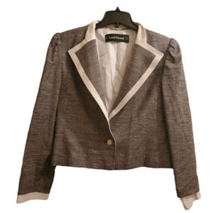 Louis Feraud Blue White Micro Houndstooth One Button Blazer Jacket